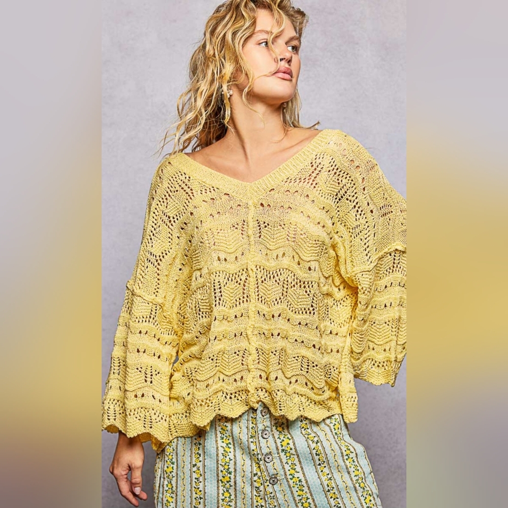 #1126 POL Buttercup Dream Knit Sweater Top